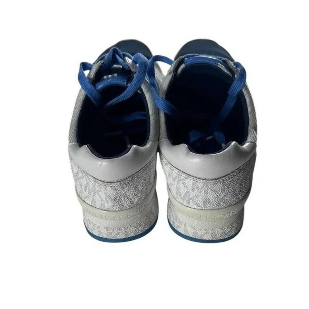Michael Kors Allie Trainer Sneakers Womens Size 9M Blue Silver MK‎ Logo Lace Up - Picture 10 of 12
